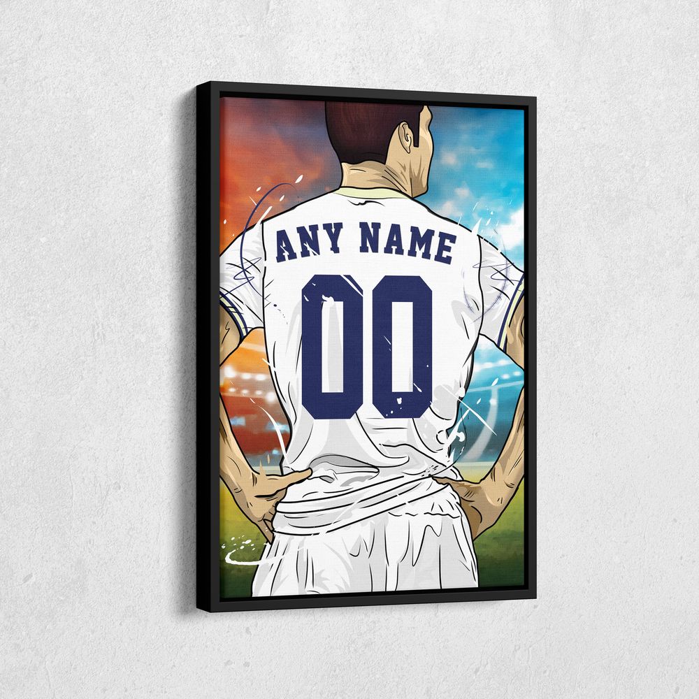 Tottenham Hotspur F.C. Jersey Soccer Personalized Jersey Custom Name and Number Canvas Wall Art Home Decor Framed Poster Man Cave Gift