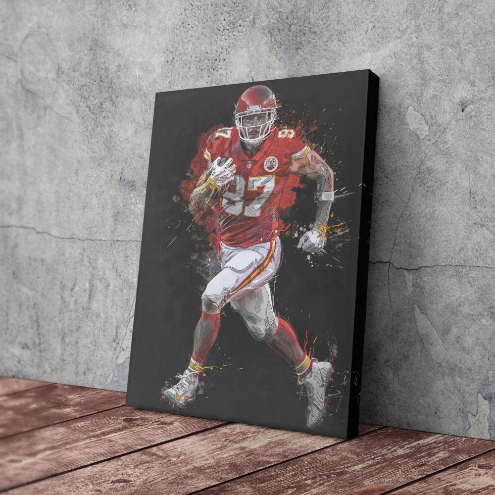 Travis Kelce Art Kansas City Chiefs NFL Wall Art Home Decor Hand Made Poster Canvas Print