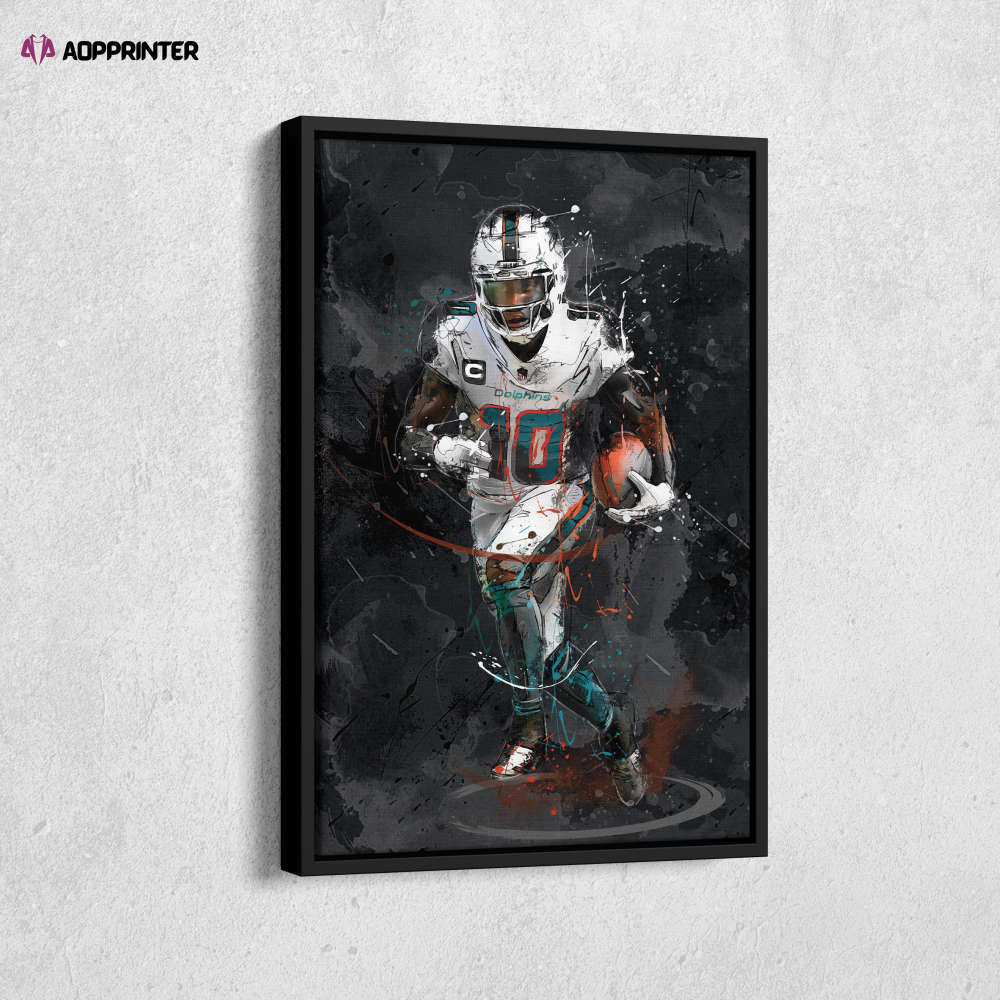 Tyreek Hill Art Miami Dolphins NFL Canvas Wall Art Home Decor Framed Poster Man Cave Gift