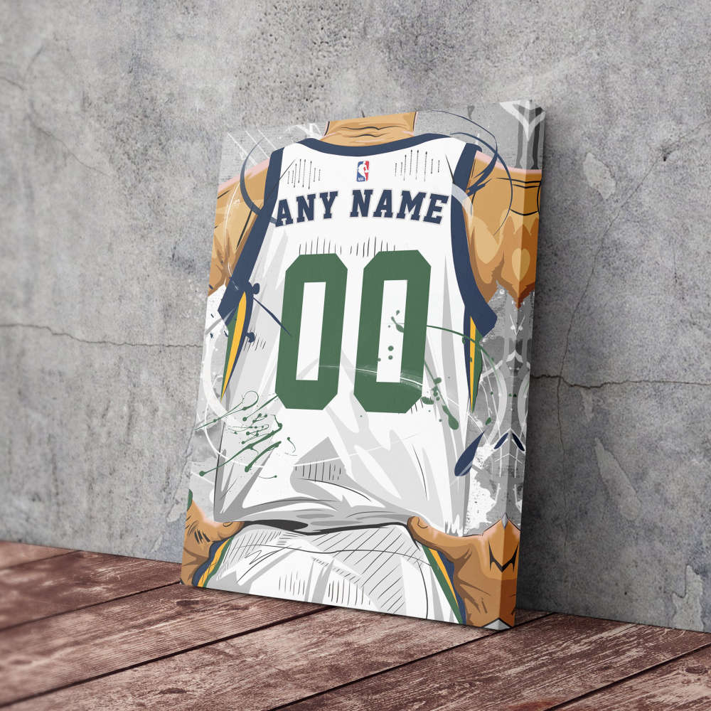 Utah Jazz Jersey NBA Personalized Jersey Custom Name and Number Canvas Wall Art  Print Home Decor Framed Poster Man Cave Gift