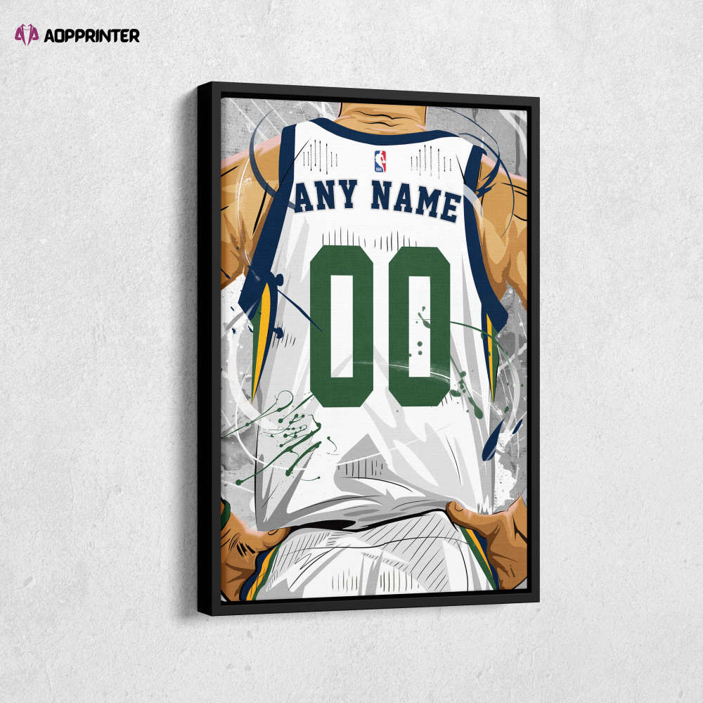 Utah Jazz Jersey NBA Personalized Jersey Custom Name and Number Canvas Wall Art  Print Home Decor Framed Poster Man Cave Gift