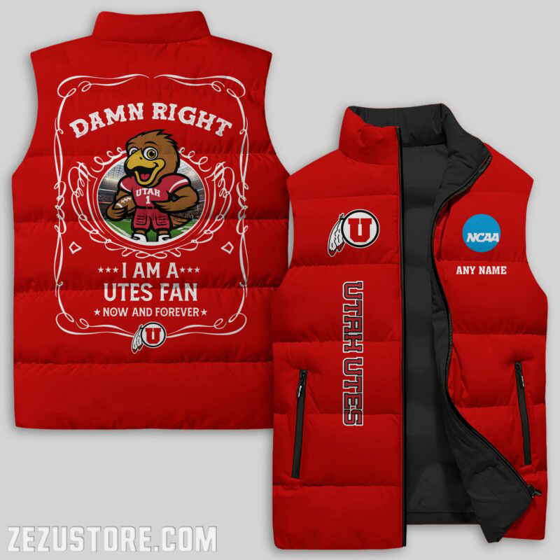Utah Utes NCAA Sleeveless Puffer Jacket Custom For Fans Gifts