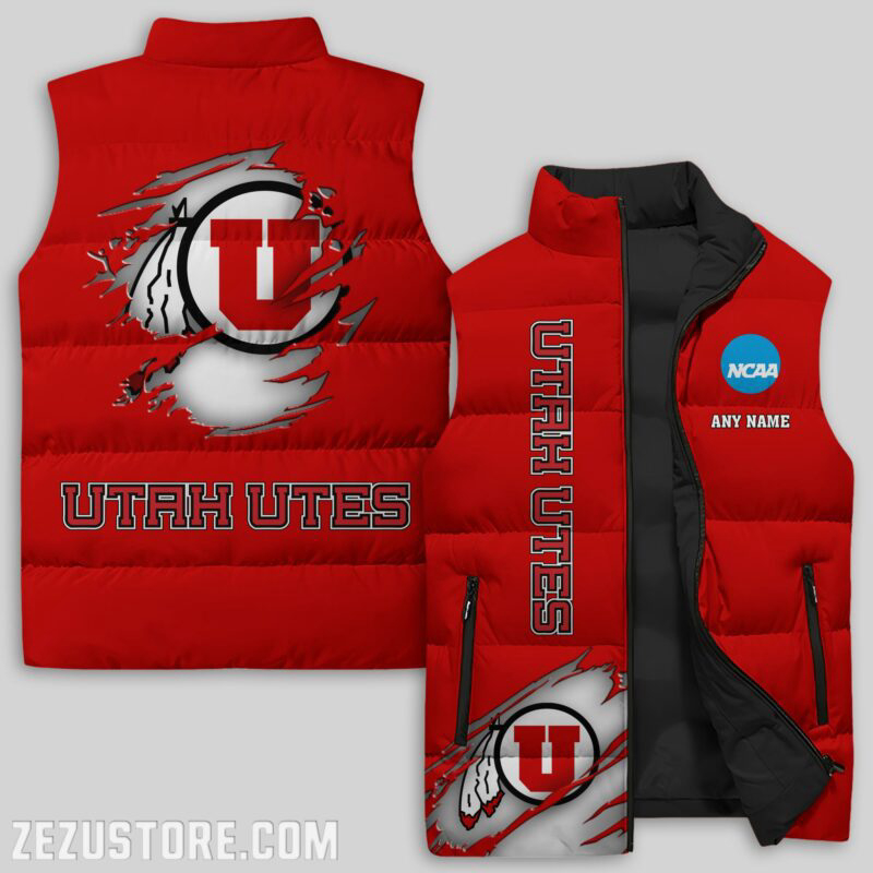 Utah Utes NCAA Sleeveless Puffer Jacket Custom For Fans Gifts