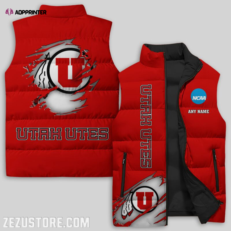 Utah Utes NCAA Sleeveless Puffer Jacket Custom For Fans Gifts