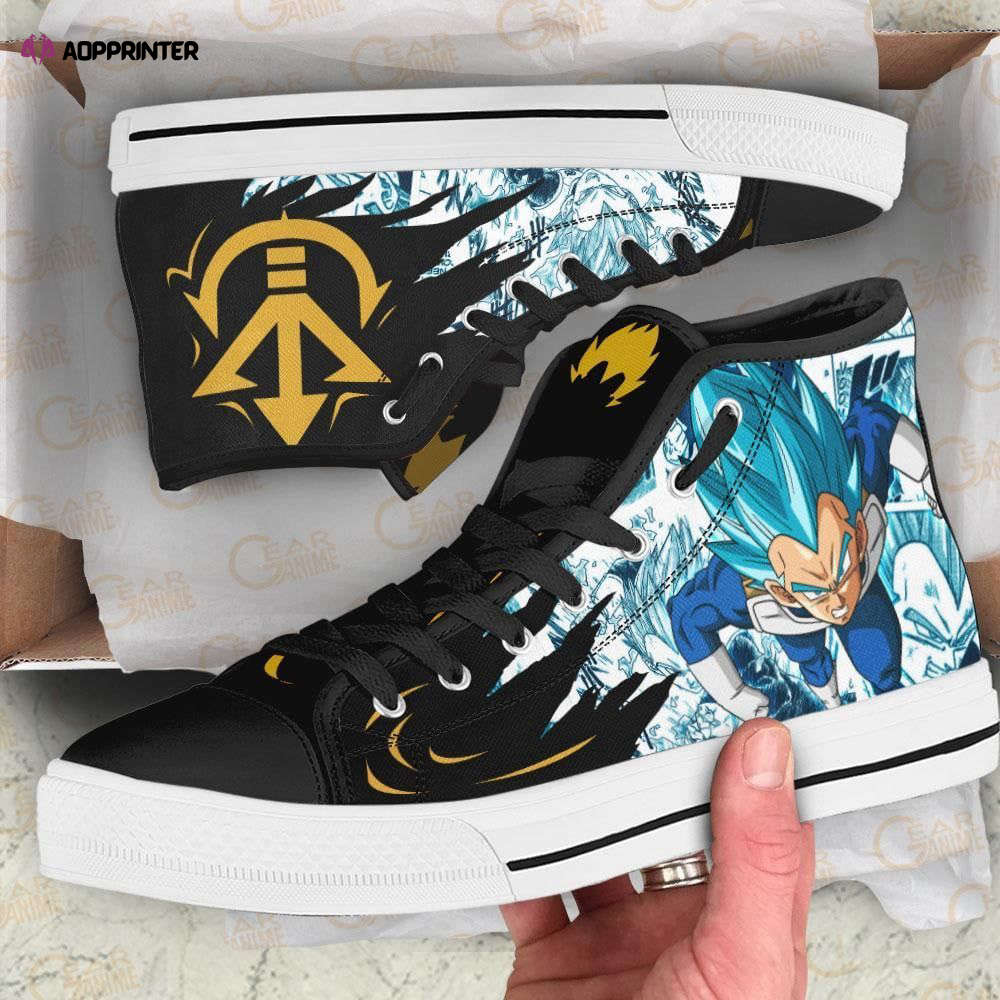 Vegeta Blue Emblem High Top Canvas Shoes Custom Dragon Ball Anime For Fans