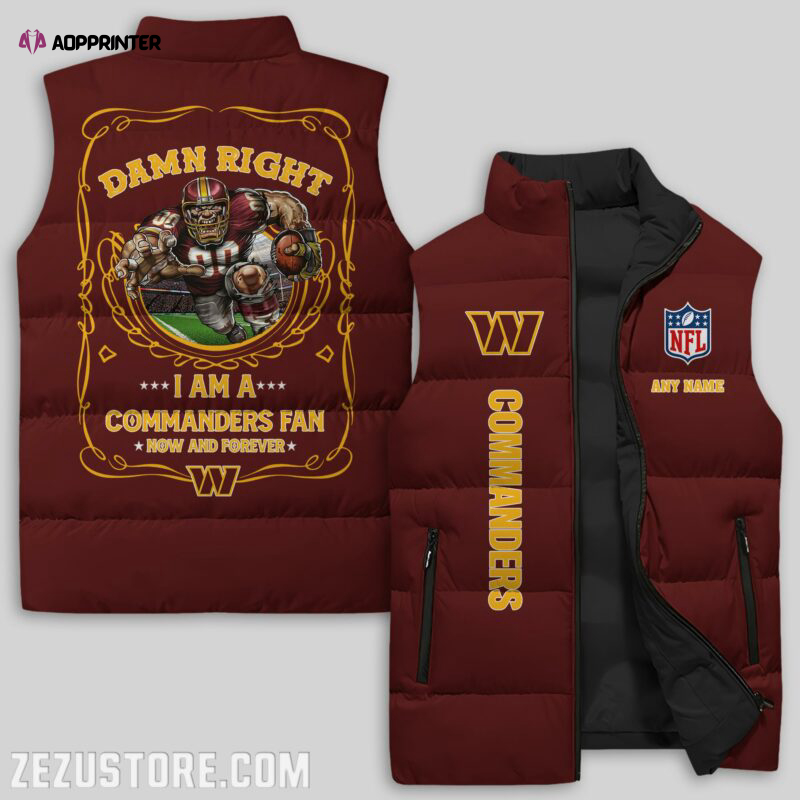 Washington Commanders NFL Sleeveless Puffer Jacket Custom For Fans Gifts