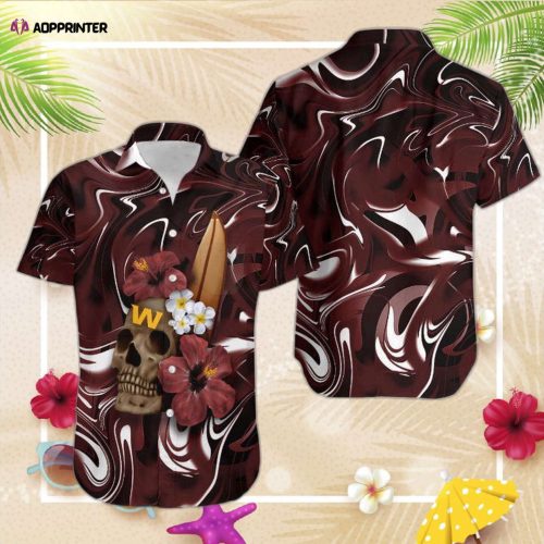 Washington Football Team Skull and Hibiscus Flower NFL Gift For Fans