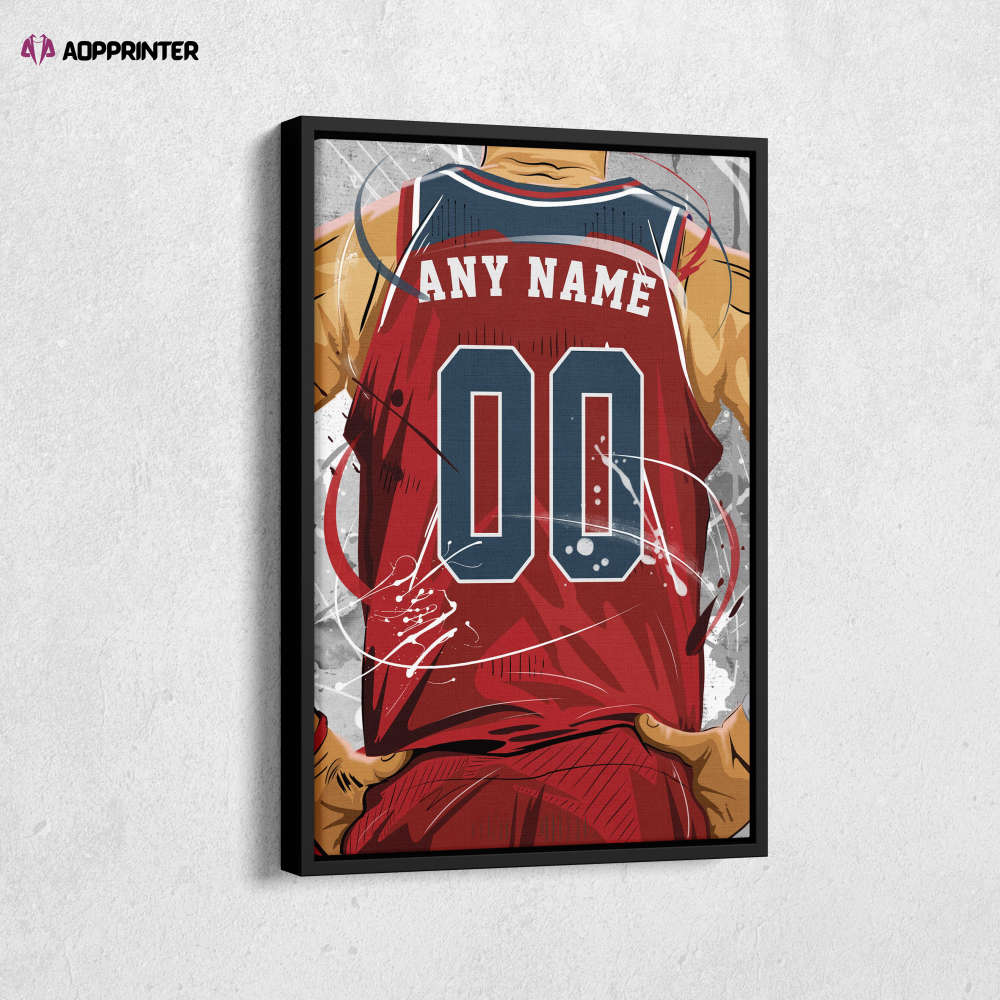 Washington Wizards Jersey NBA Personalized Jersey Custom Name and Number Canvas Wall Art  Print Home Decor Framed Poster Man Cave Gift