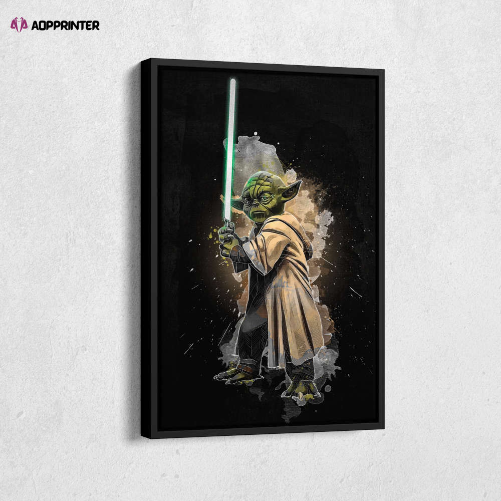 Yoda Poster Star Wars Art Canvas Wall Art Print Home Decor Framed Poster Gift for Kids