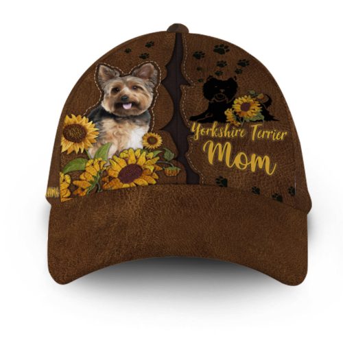 Yorkshire Dog Leather Sunflower Hat Classic Cap ATP104009Pb