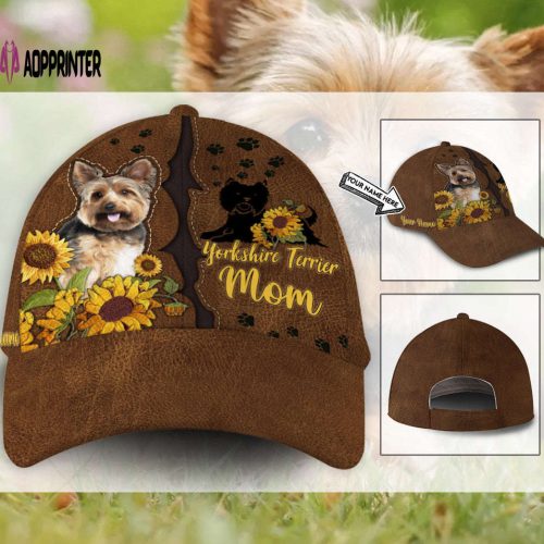 Yorkshire Dog Leather Sunflower Hat Classic Cap ATP104009Pb