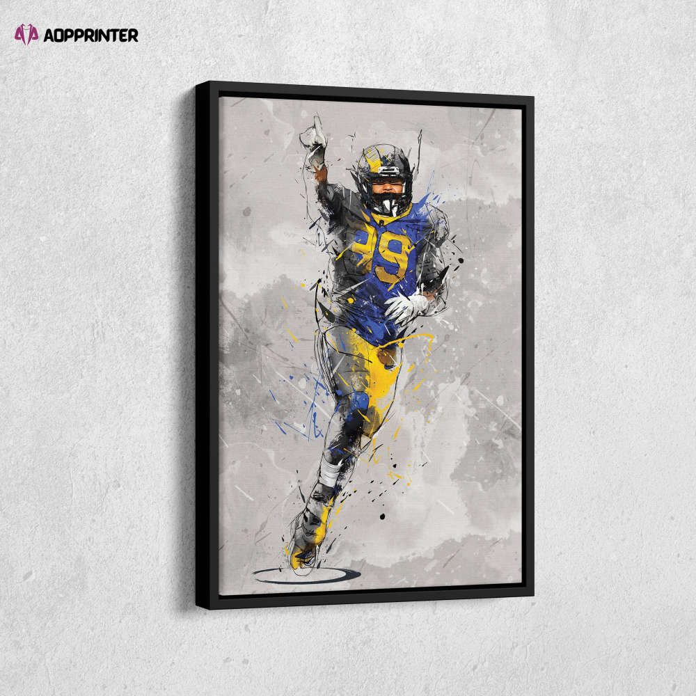 Aaron Donald Poster Los Angeles Rams NFL Canvas Wall Art Home Decor Framed Poster Man Cave Gift