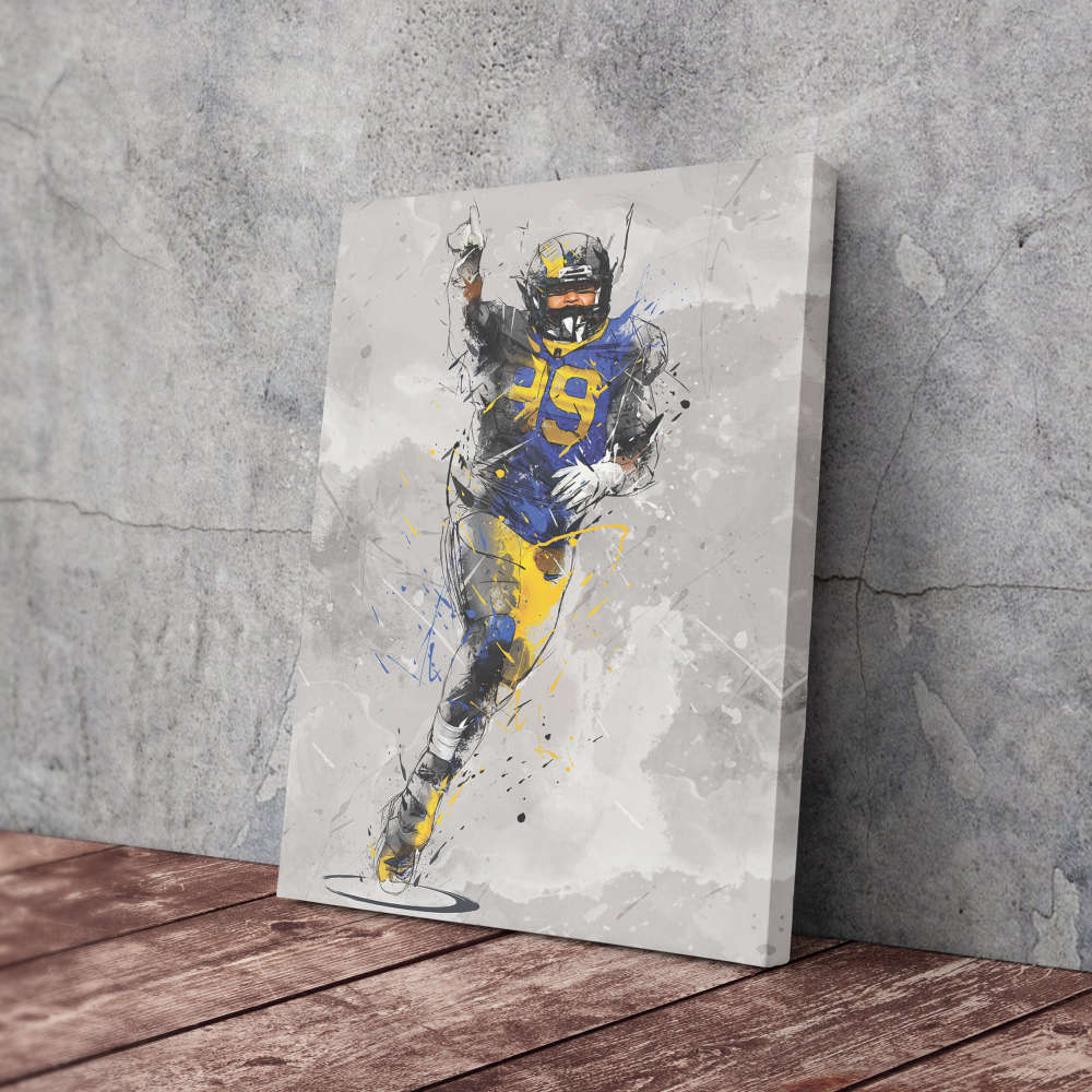 Aaron Donald Poster Los Angeles Rams NFL Canvas Wall Art Home Decor Framed Poster Man Cave Gift