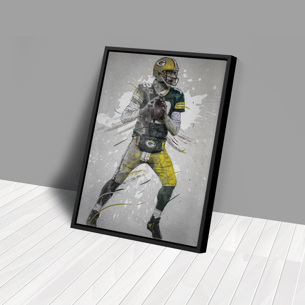 Aaron Rodgers Poster Green Bay Packers NFL Framed Wall Art Home Decor Canvas Print Artwork