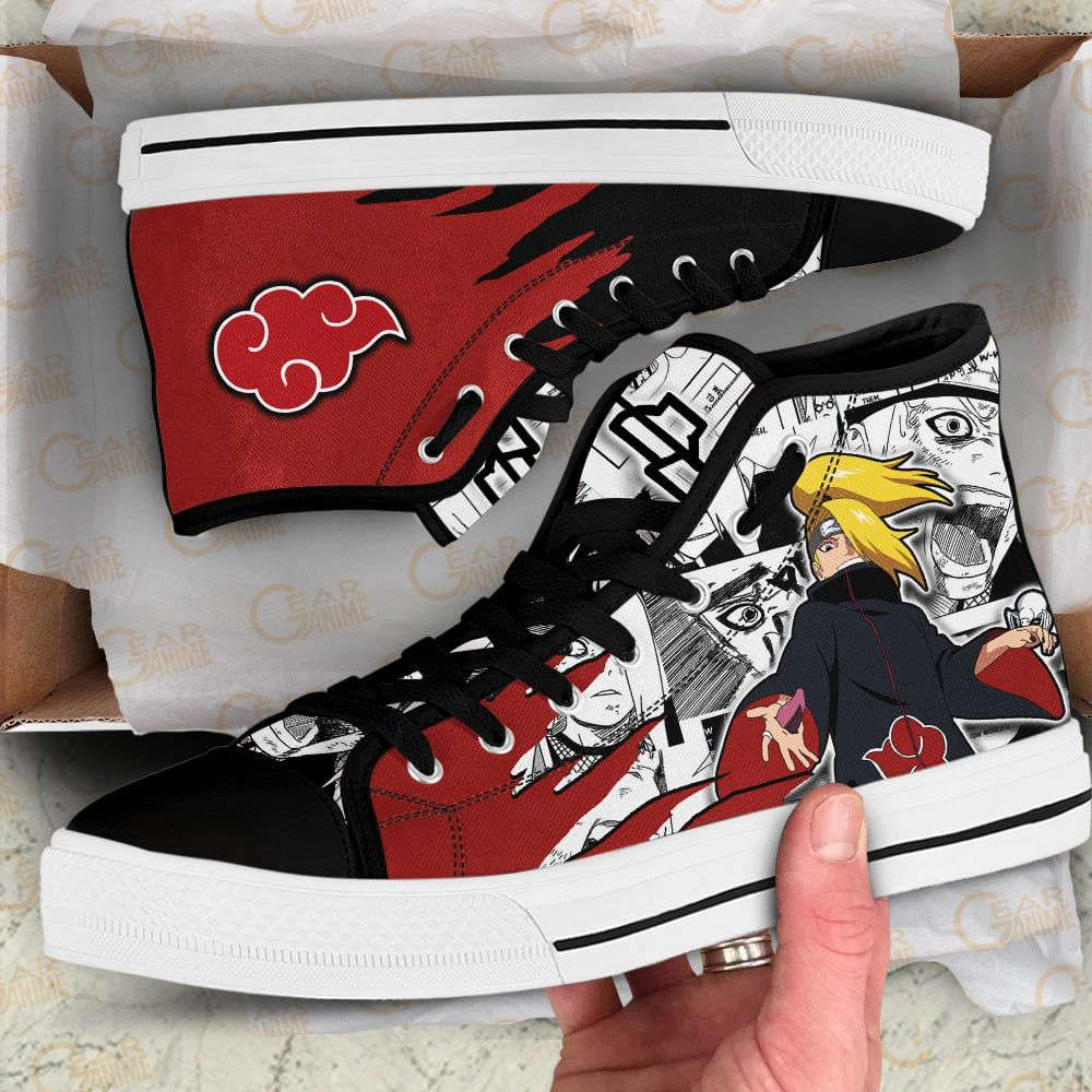 Akatsuki Deidara Mix Manga Style High Top Shoes Custom Naruto Anime For Fans