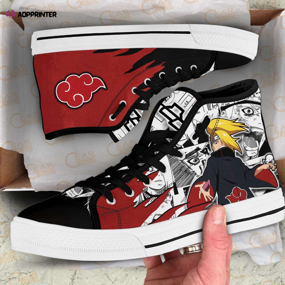 Akatsuki Deidara Mix Manga Style High Top Shoes Custom Naruto Anime For Fans