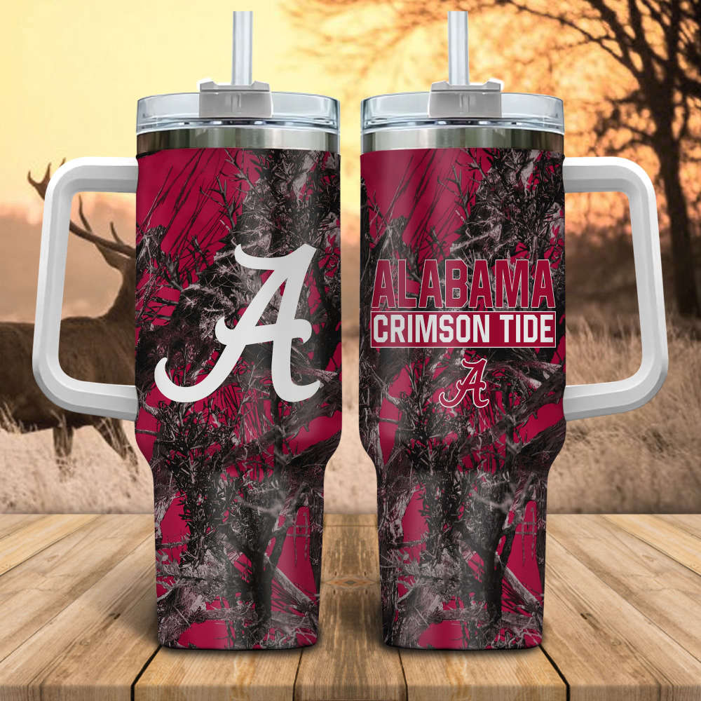 Alabama Crimson Tide NCAA Hunting Personalized Stanley Tumbler 40oz Gift for Fans