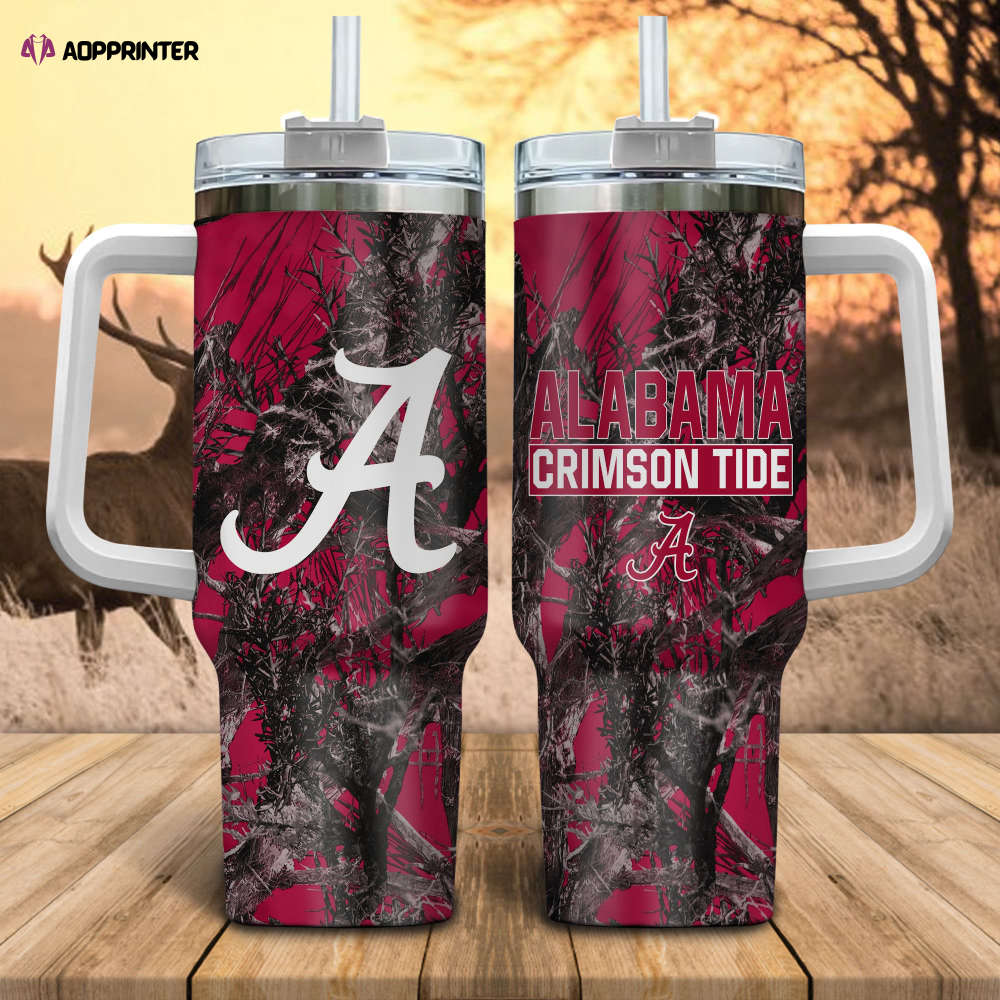 Alabama Crimson Tide NCAA Hunting Personalized Stanley Tumbler 40oz Gift for Fans