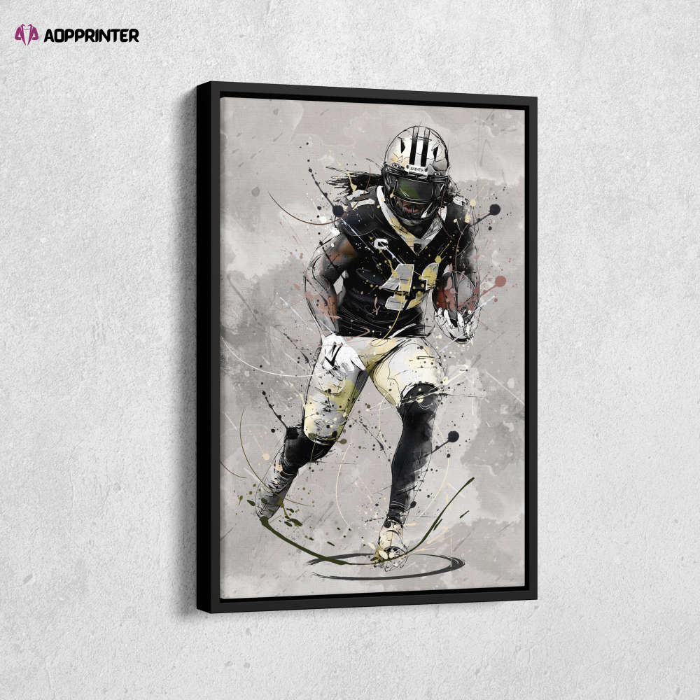 Alvin Kamara Poster New Orleans Saints NFL Canvas Wall Art Home Decor Framed Poster Man Cave Gift