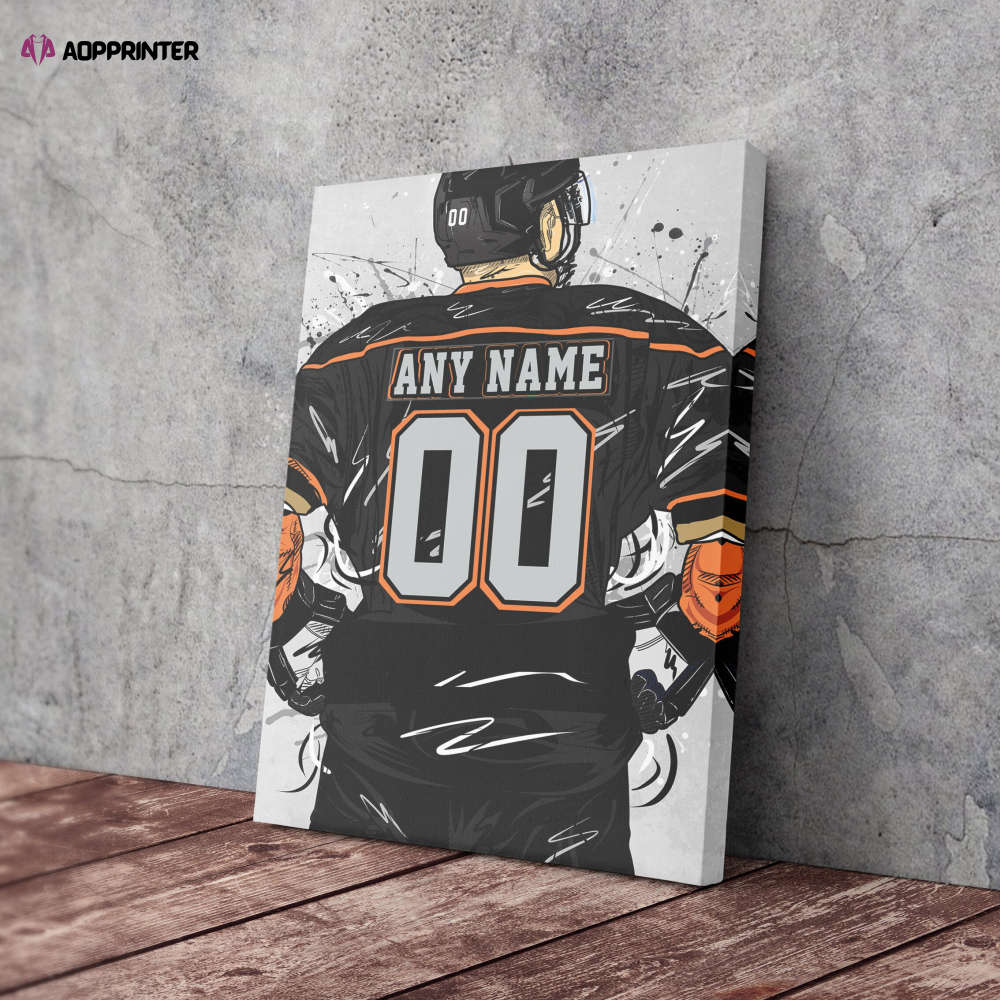 Anaheim Ducks Jersey NHL Personalized Jersey Custom Name and Number Canvas Wall Art Home Decor