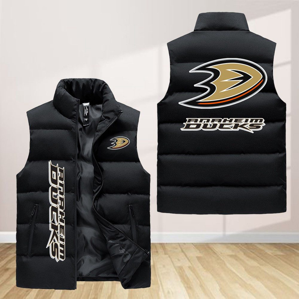 Anaheim Ducks Sleeveless Puffer Jacket Custom For Fans Gifts