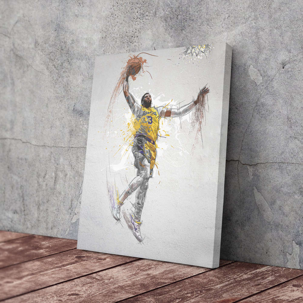 Anthony Davis Poster Los Angeles Lakers Framed NBA Wall Art Home Decor Canvas Print Artwork