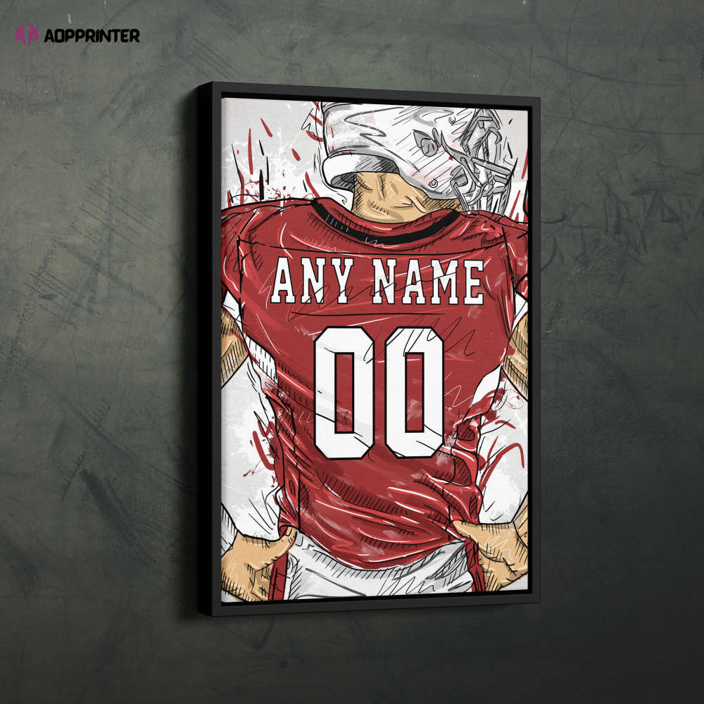 Arizona Cardinals Jersey Personalized Jersey NFL Custom Name and Number Canvas Wall Art Home Decor Framed Poster Man Cave Gift