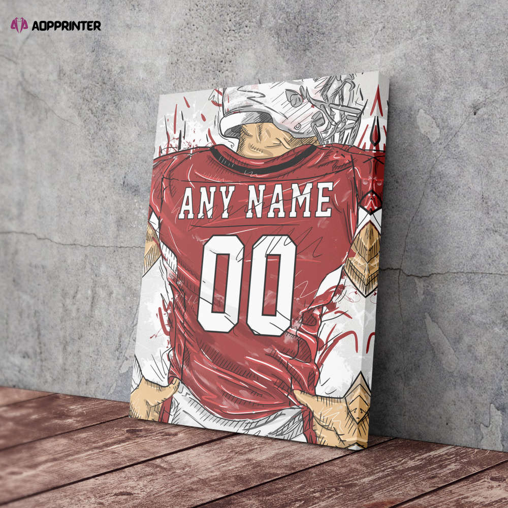 Arizona Cardinals Jersey Personalized Jersey NFL Custom Name and Number Canvas Wall Art Home Decor Man Cave Gift