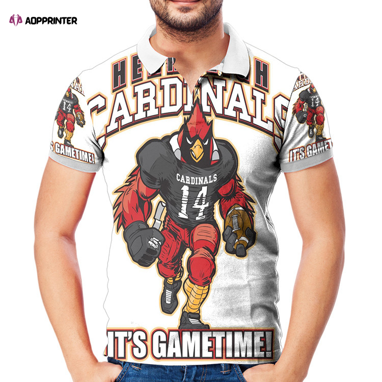 Arizona Cardinals Mascot Its Gametime 3D All Over Print Polo Shirt