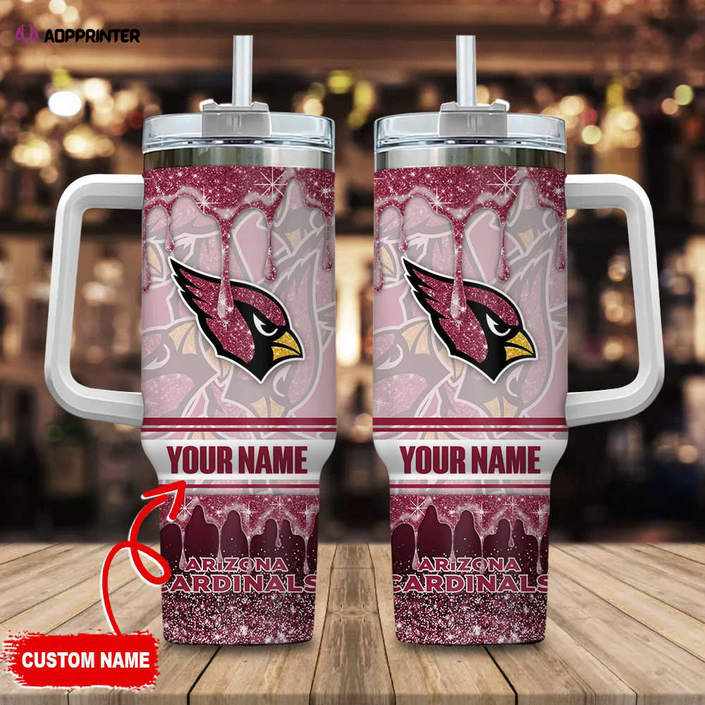 Arizona Cardinals NFL Glitter Custom Name 40oz Stanley Tumbler Gift for Fans