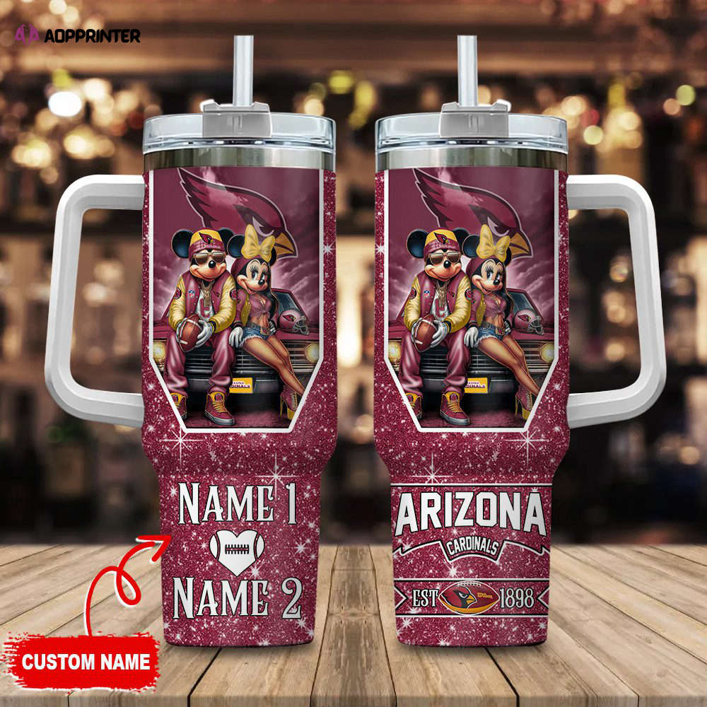 Chicago Bears NFL Mickey And Minnie Couple 40oz Stanley Tumbler Custom Name Gift for Fans