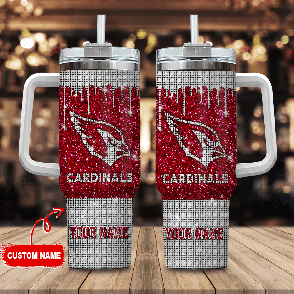 Arizona Cardinals Personalized NFL Glitter and Diamonds Bling 40oz Stanley Tumbler Gift for Fans