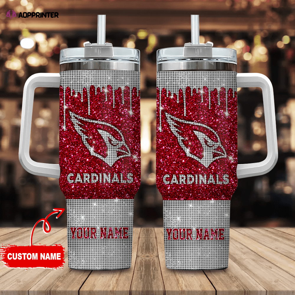 Arizona Cardinals Personalized NFL Glitter and Diamonds Bling 40oz Stanley Tumbler Gift for Fans