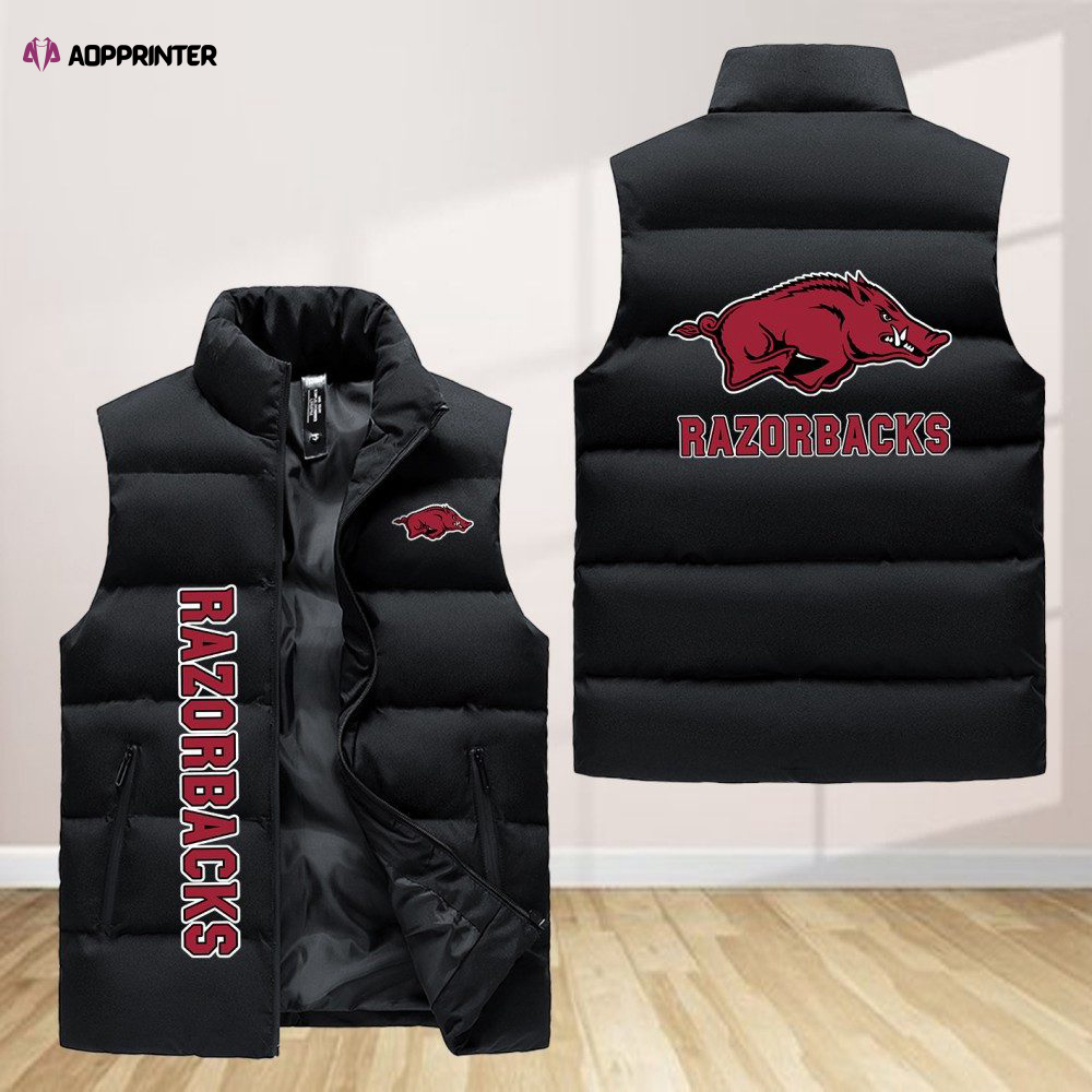 Arkansas Razorbacks Sleeveless Puffer Jacket Custom For Fans Gifts