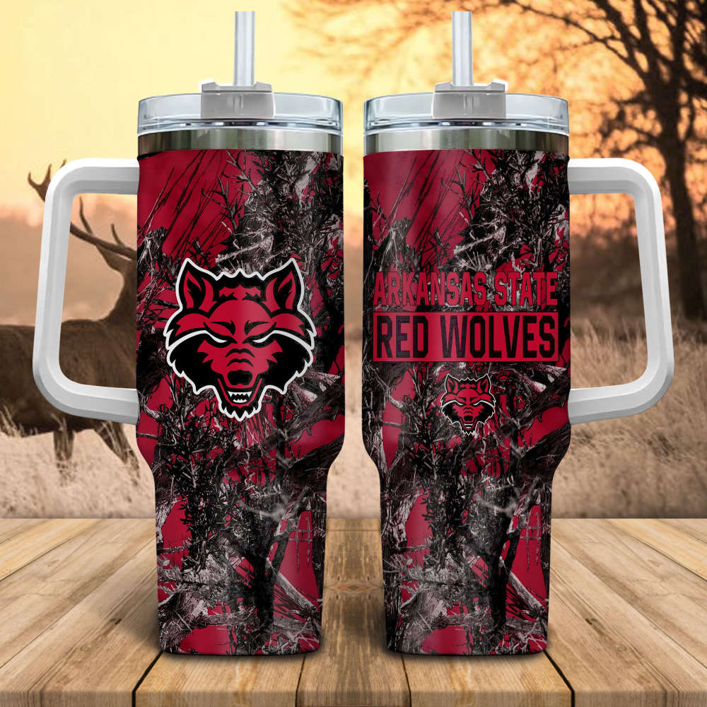 Arkansas State Red Wolves NCAA Hunting Personalized Stanley Tumbler 40oz Gift for Fans