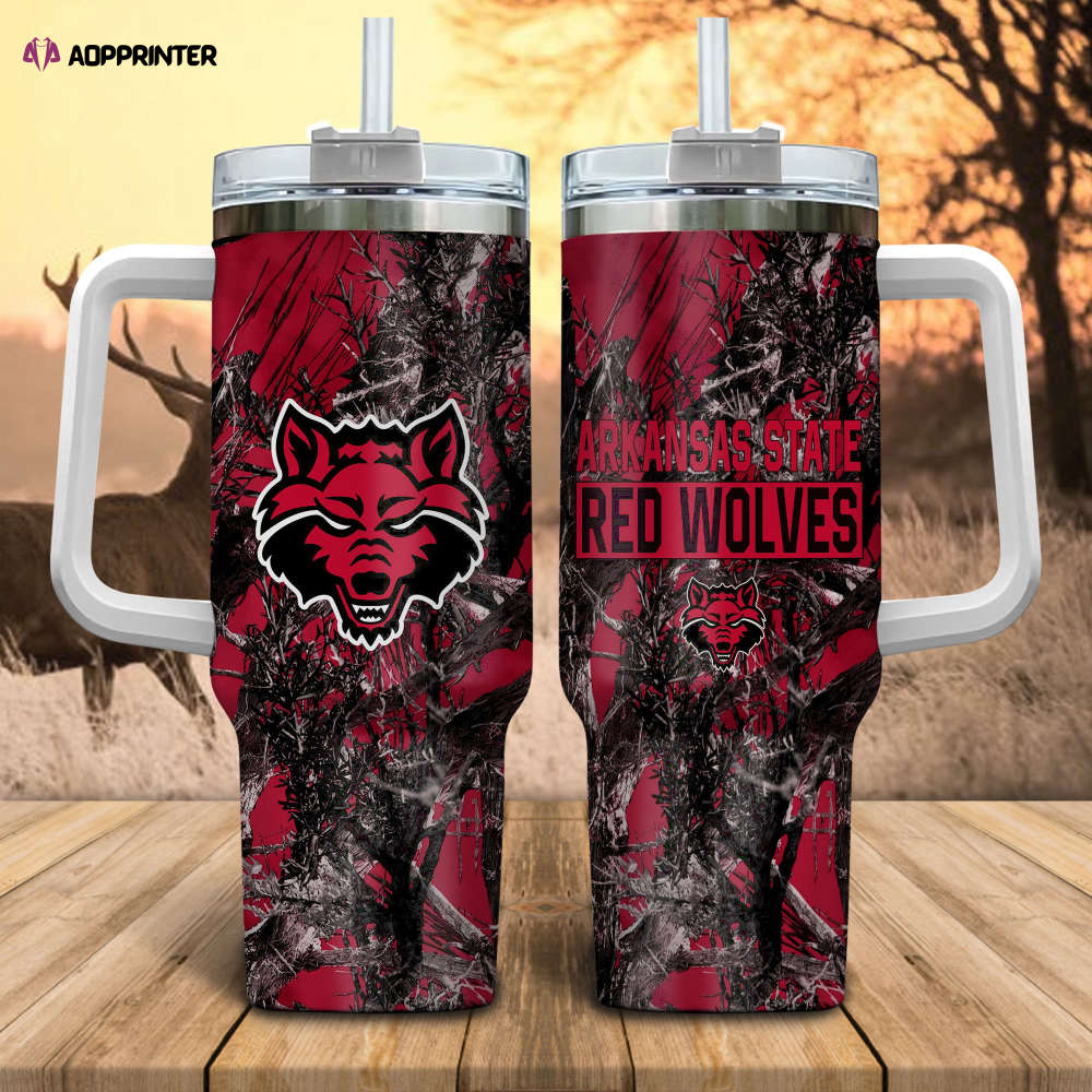 Arkansas State Red Wolves NCAA Hunting Personalized Stanley Tumbler 40oz Gift for Fans