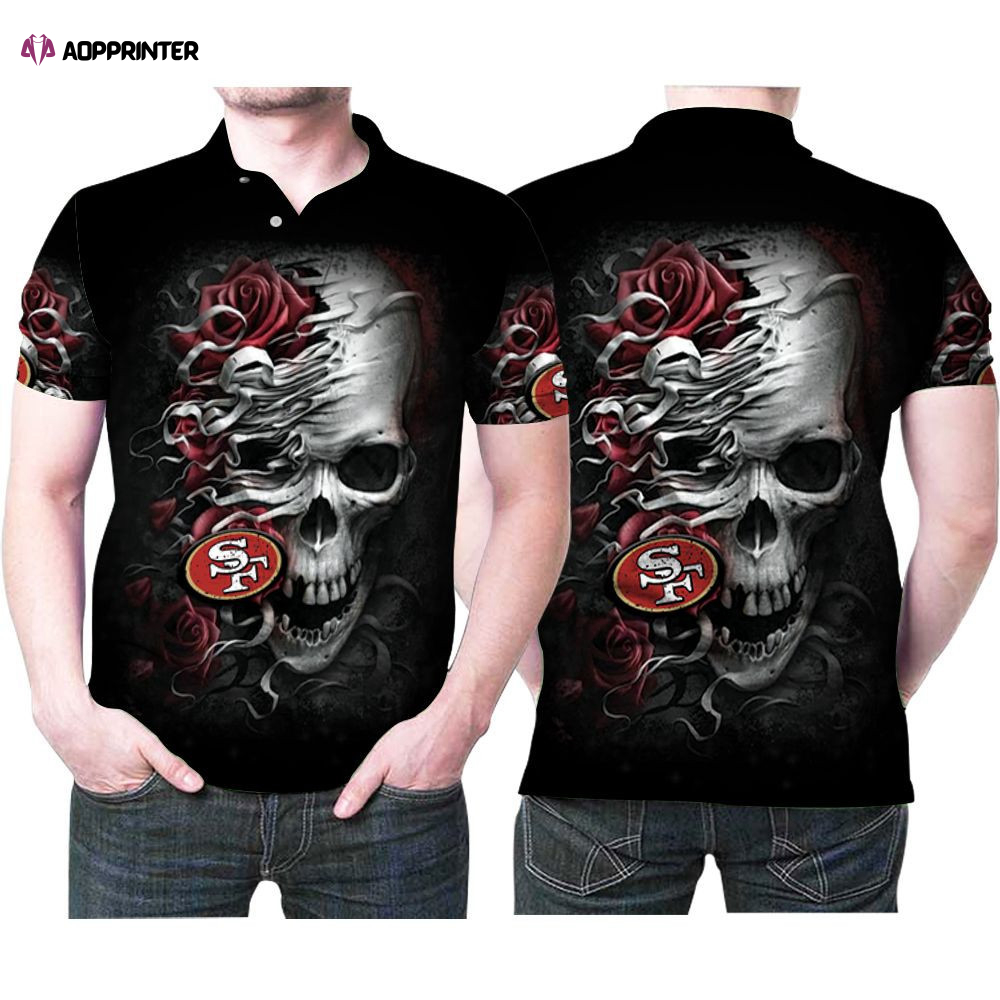 Art San Francisco 49ers Skull Rose Flower 3D Gift for Fans Polo Shirt