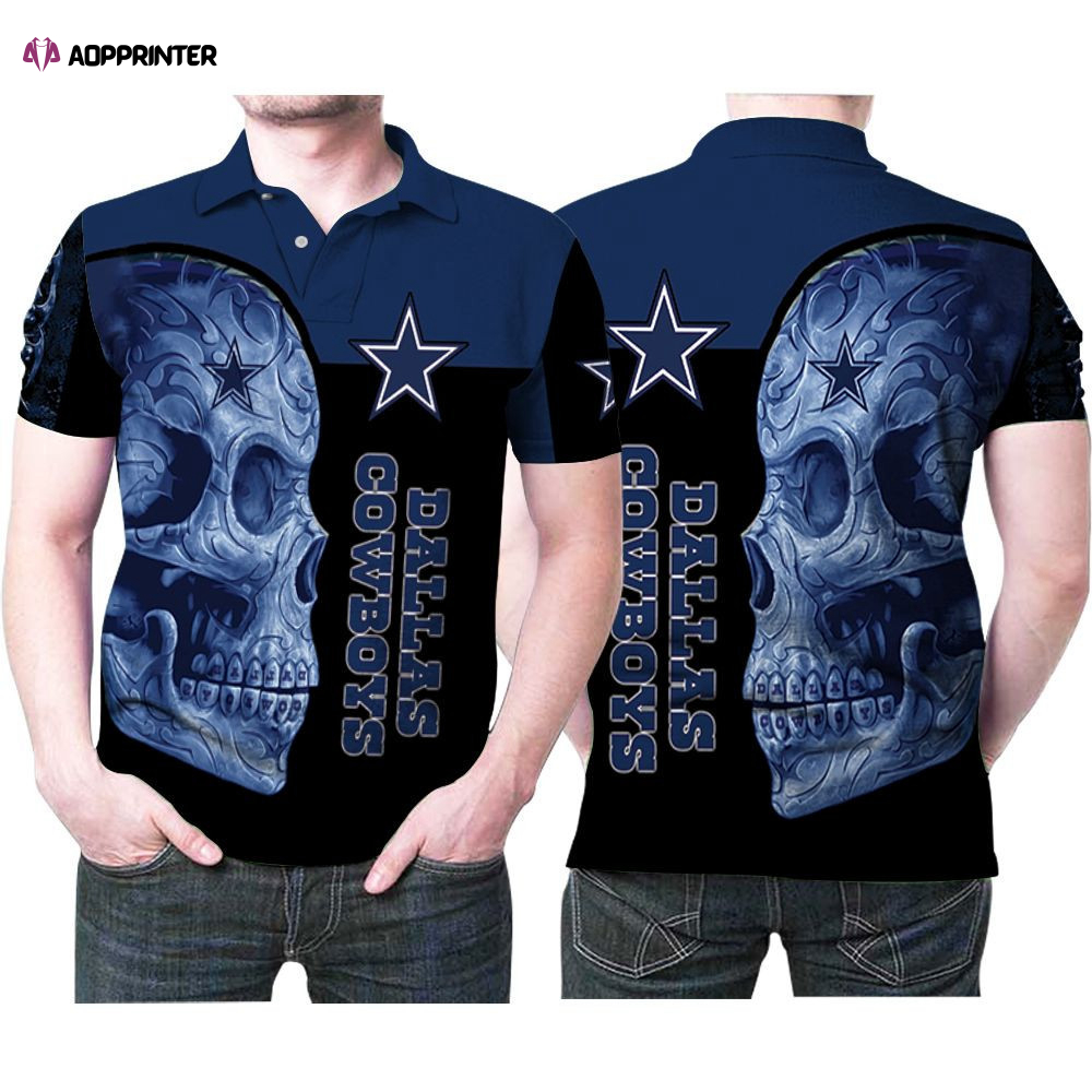 Art Sugar Skull Dallas Cowboys Flower Pattern 3D Gift for Fans Polo Shirt