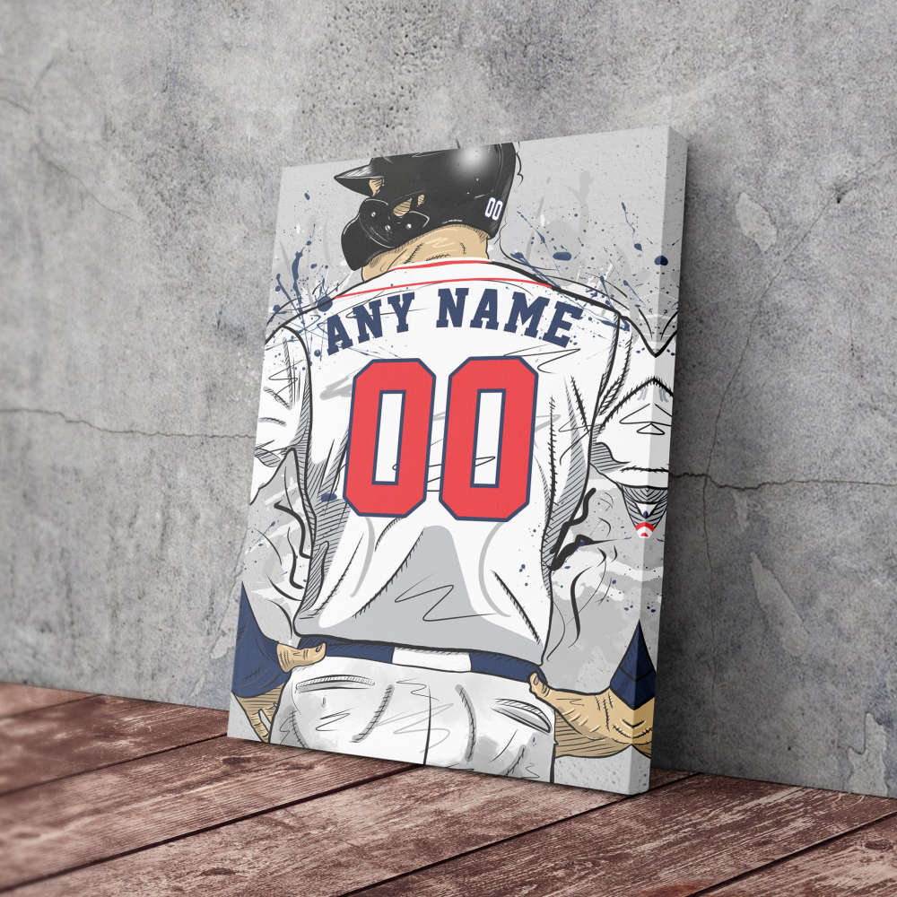 Atlanta Braves Jersey MLB Personalized Jersey Custom Name and Number Canvas Wall Art Home Decor Framed Poster Man Cave Gift