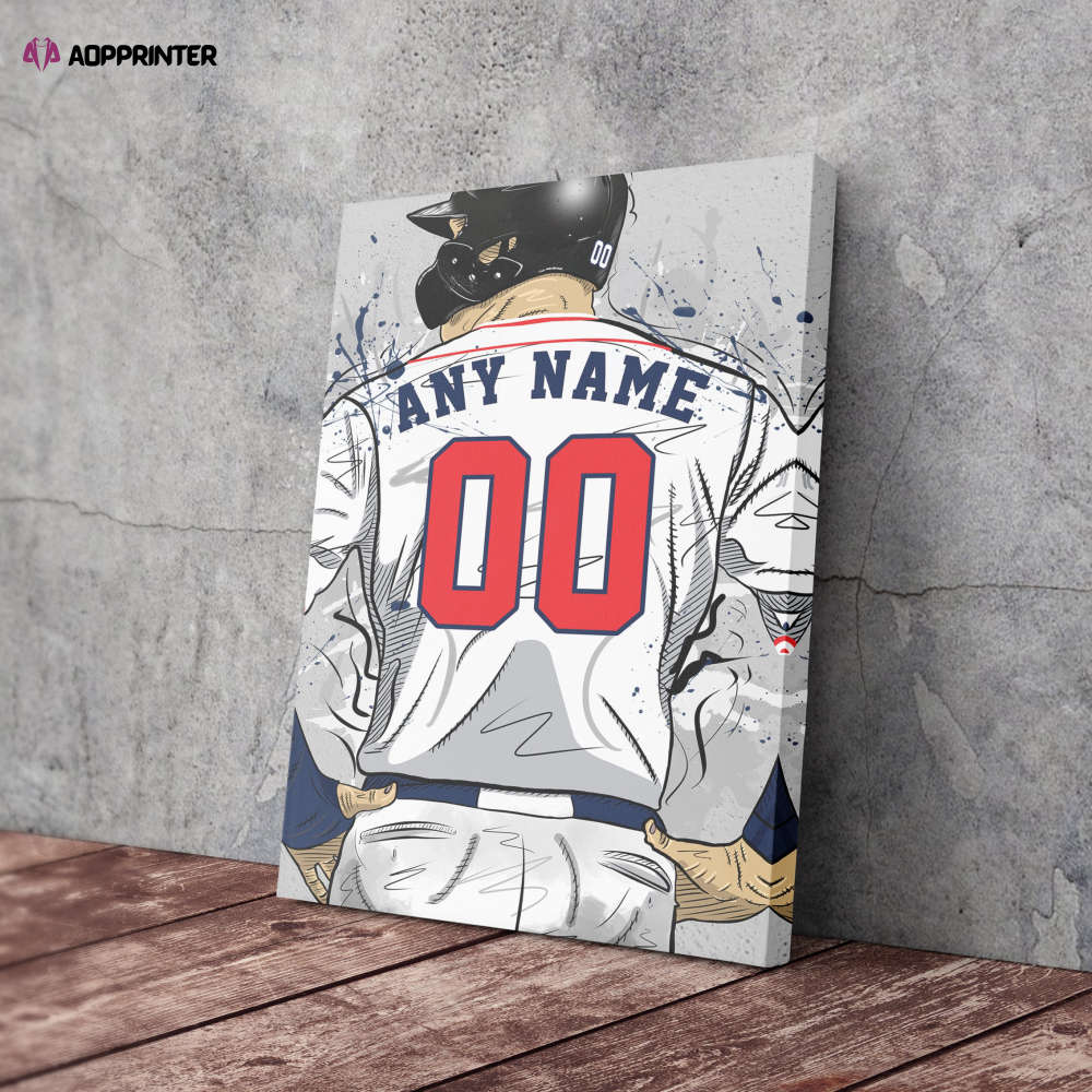 Atlanta Braves Jersey MLB Personalized Jersey Custom Name and Number Canvas Wall Art Home Decor Framed Poster Man Cave Gift
