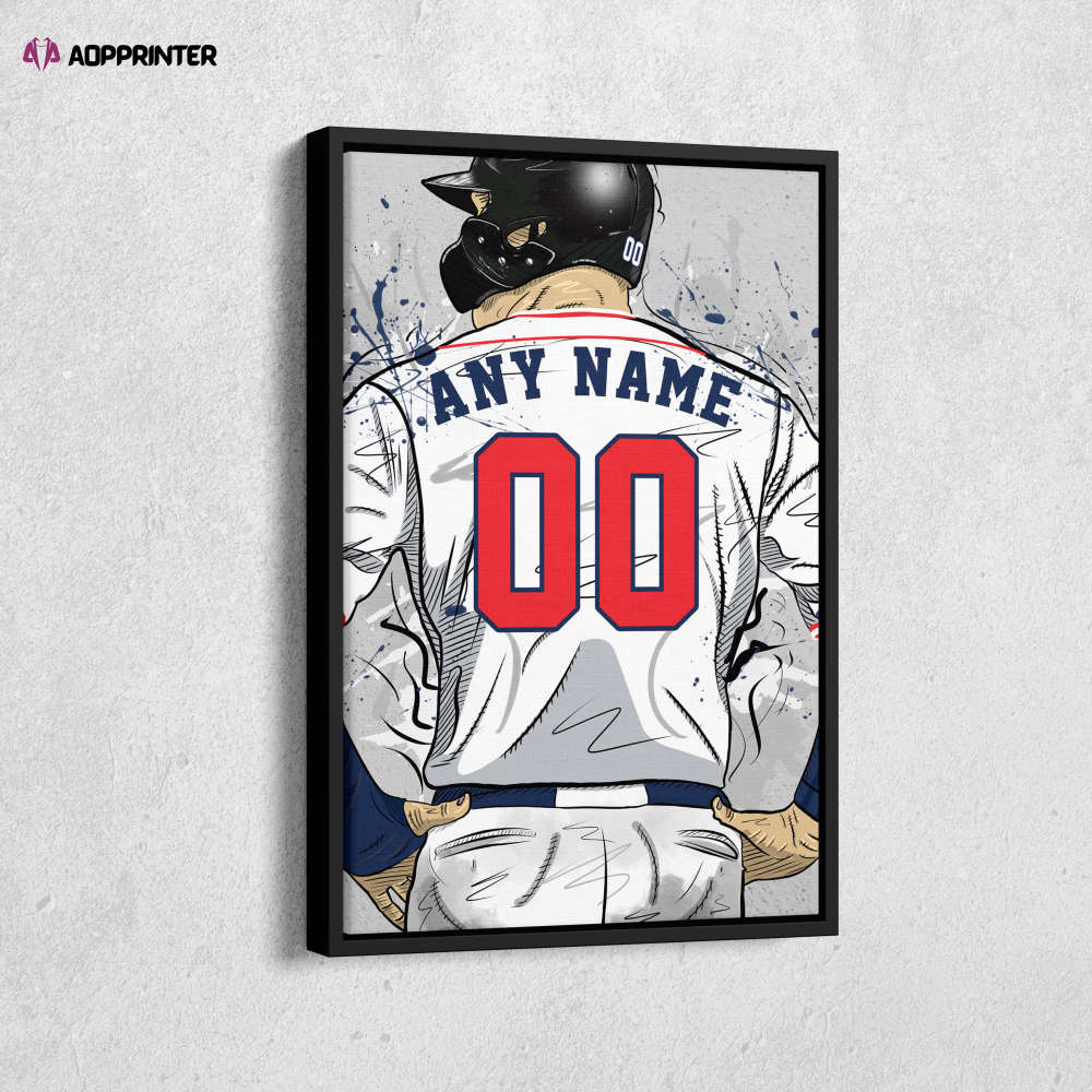 Atlanta Braves Jersey MLB Personalized Jersey Custom Name and Number Canvas Wall Art Home Decor Framed Poster Man Cave Gift