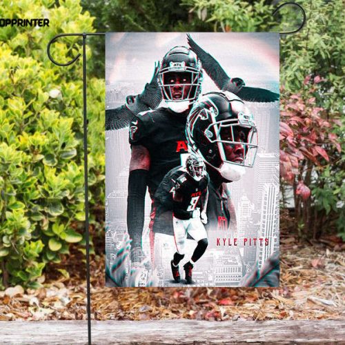 Atlanta Falcons Kyle Pitts 8 v2 Double Sided Printing   Garden Flag Home Decor Gifts