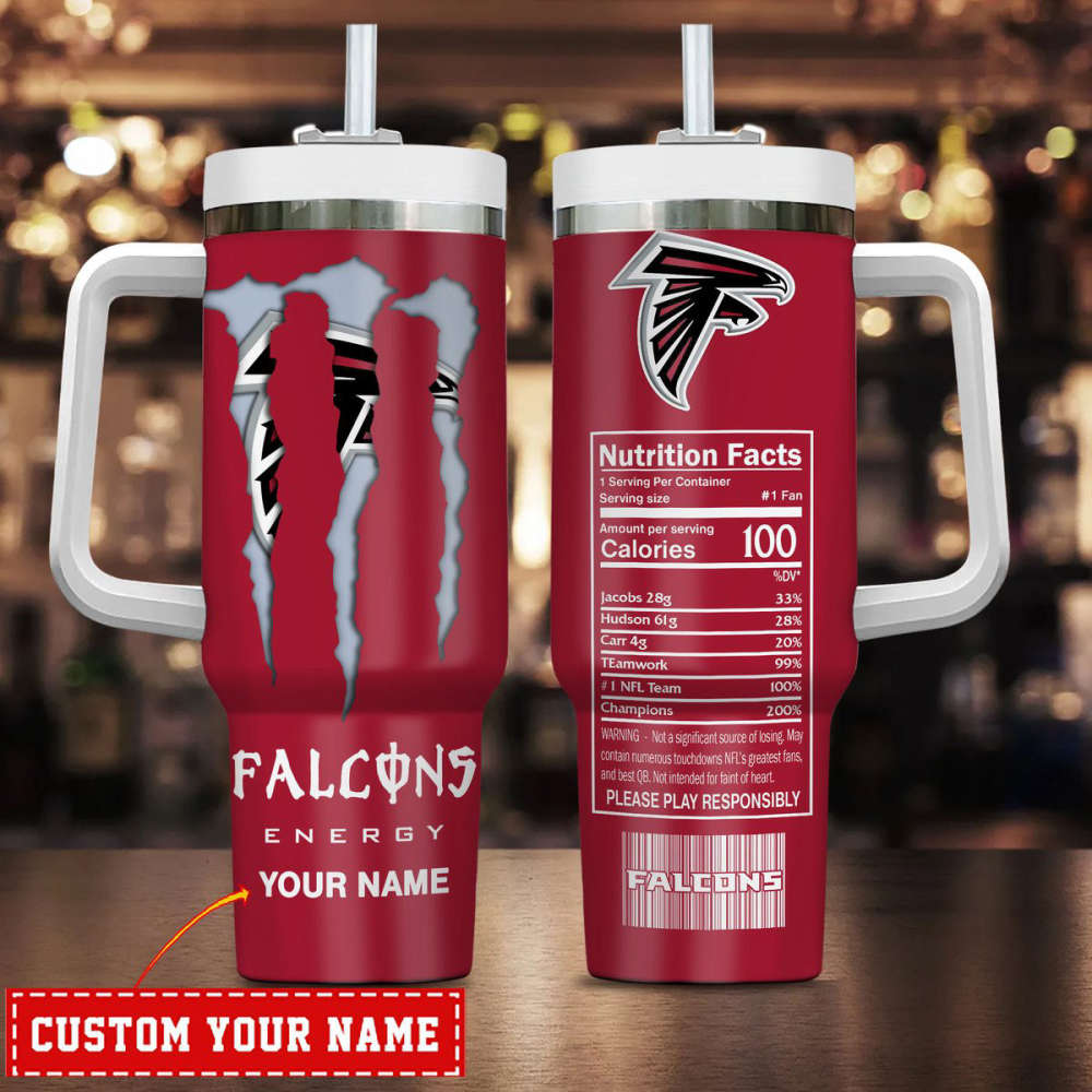 Atlanta Falcons NFL Energy Nutrition Facts Personalized Stanley Tumbler 40Oz Gift for Fans