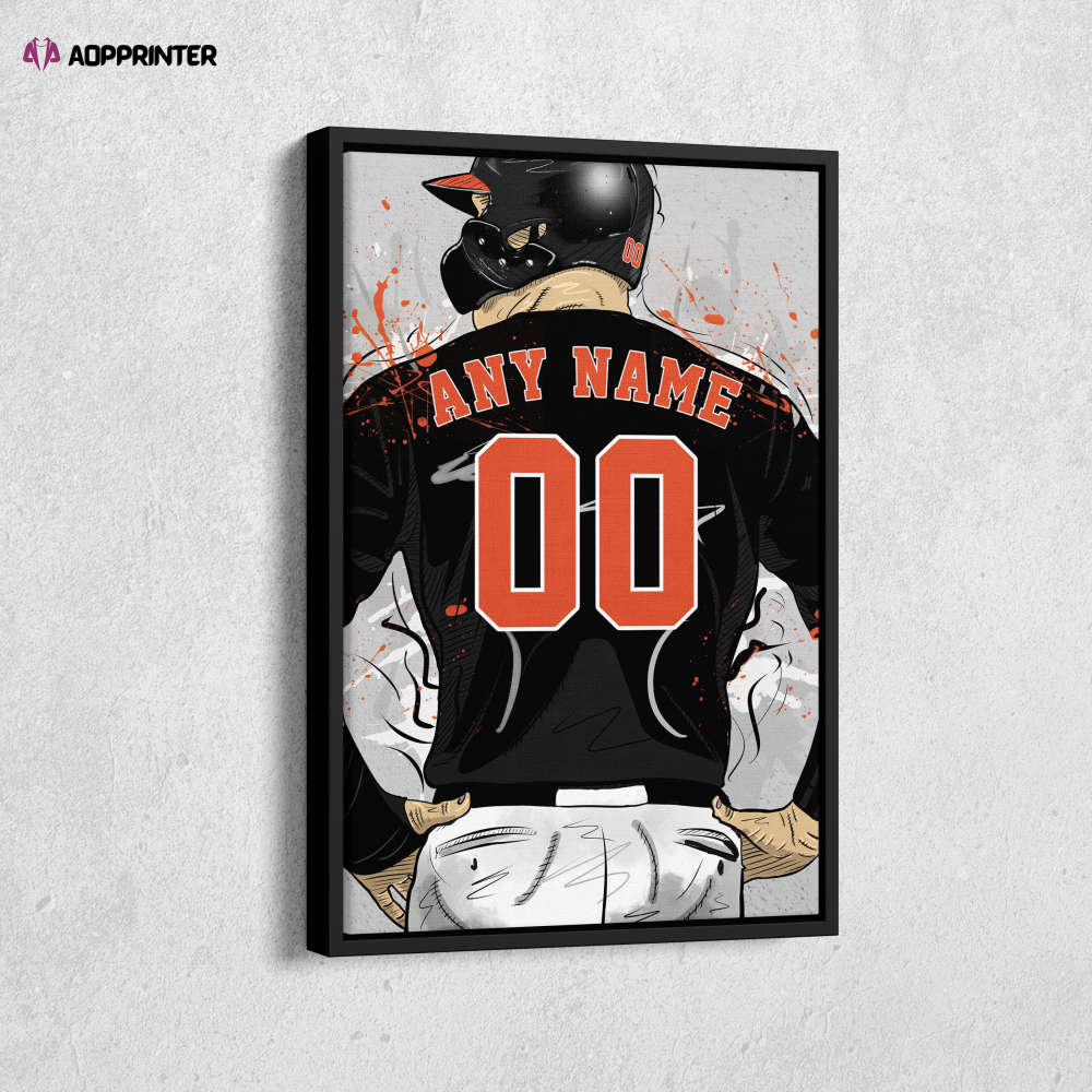 Baltimore Orioles Jersey MLB Personalized Jersey Custom Name and Number Canvas Wall Art Home Decor Framed Poster Man Cave Gift