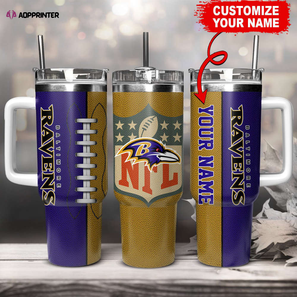 Baltimore Ravens NFL Football Custom Name 40oz Stanley Tumbler Gift for Fans