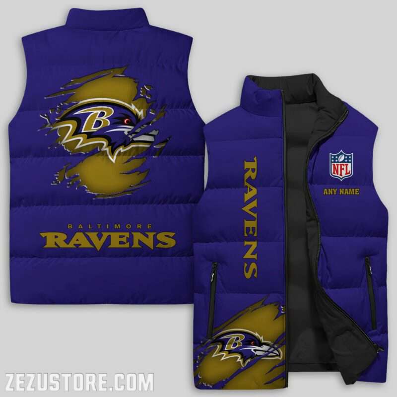 Baltimore Ravens NFL Sleeveless Puffer Jacket Custom For Fans Gifts