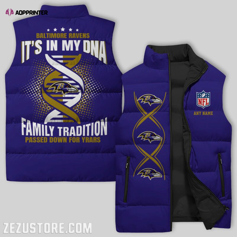 Baltimore Ravens NFL Sleeveless Puffer Jacket Custom For Fans Gifts