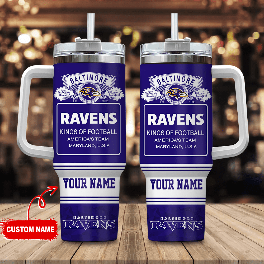 Baltimore Ravens Personalized NFL Bud Light 40oz Stanley Tumbler Gift for Fans