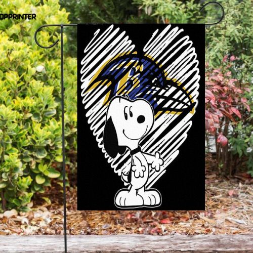 Baltimore Ravens Snoopy Heart Pencil Brush Double Sided Printing   Garden Flag Home Decor Gifts