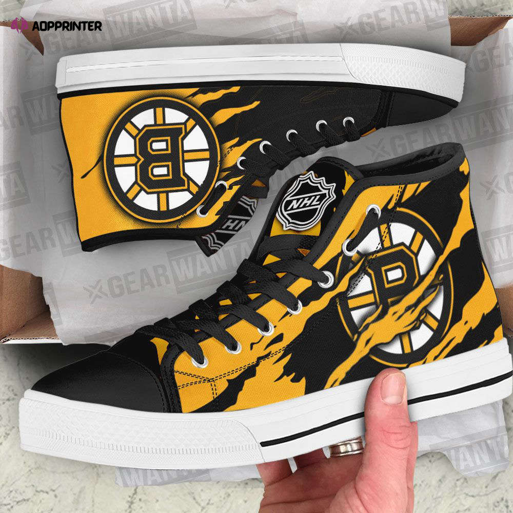 Boston Bruins High Top Canvas Shoes Custom Sneakers For Fans
